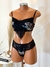 Imagem do Conjunto de Tule Bordado Luana Preto com Azul Turquesa com Branco