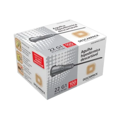 Agulha HiPodérmica Descartável 25x0.70 mm Descarpack 100uni