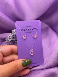 Conjunto coração rosa