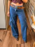Calça Cargo Jeans Escuro - comprar online