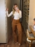 Calça Wide Leg Jeans Marrom na internet