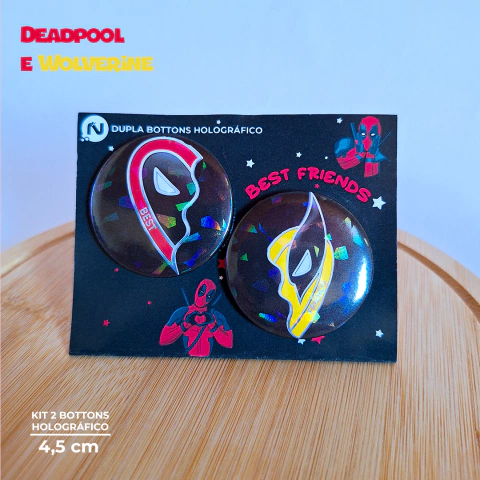 Duplinha bottons Deadpool e Wolverine Best Friends