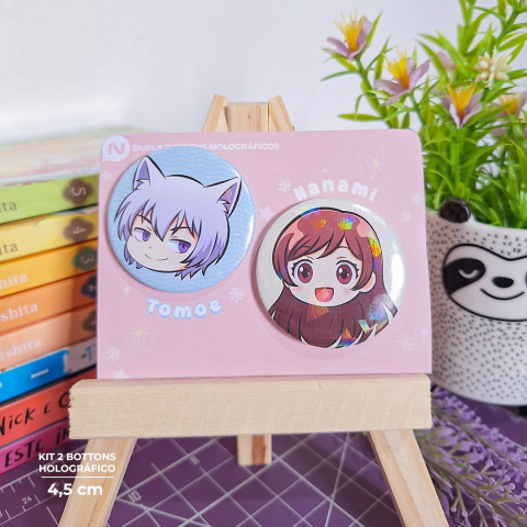 Duplinha Bottons Holográfico Tomoe e Nanami Kamisama Hajimemashita - Kamisama Kiss