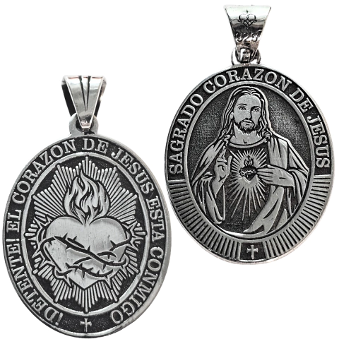 Detente! Dije Sagrado Corazón de Jesús en Plata 925 doble cara - comprar online