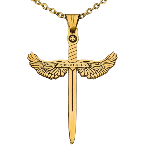 Dije Espada Alada Arcángel Miguel en Oro 18k laminado - comprar online