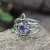 Anillo Nudo de Bruja Fase Lunar con Turmalina, Obsidiana y Zirconia