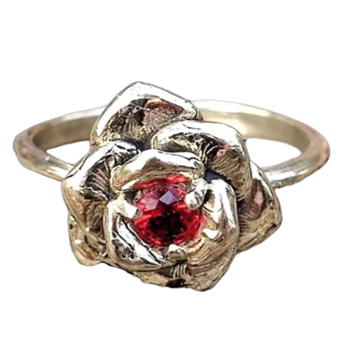 Anillo Rosa en Flor con Zirconia Alpaca / Bronce