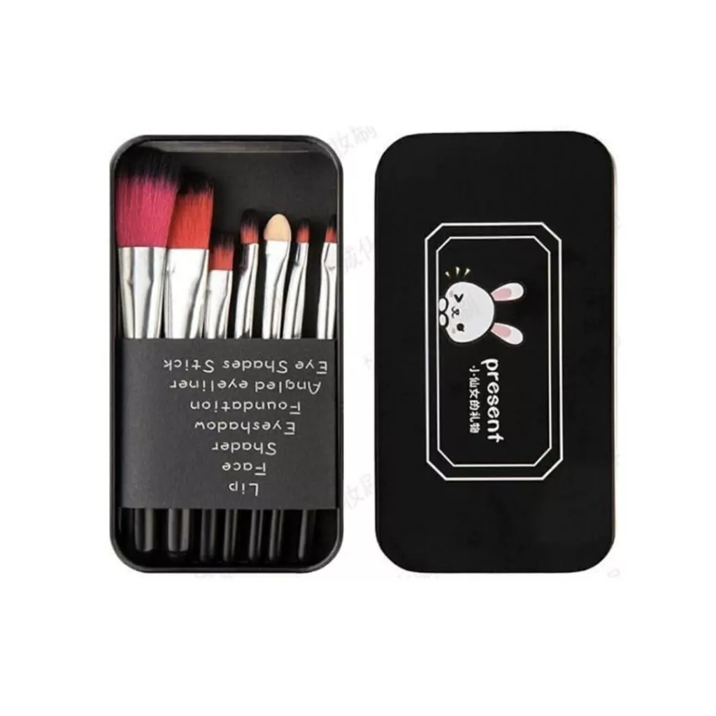 Set de Brochas de maquillaje X 7 Unidades + Estuche Metalico