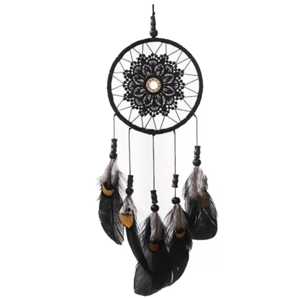 Atrapasueño Mediano Delicado Plumas Negras