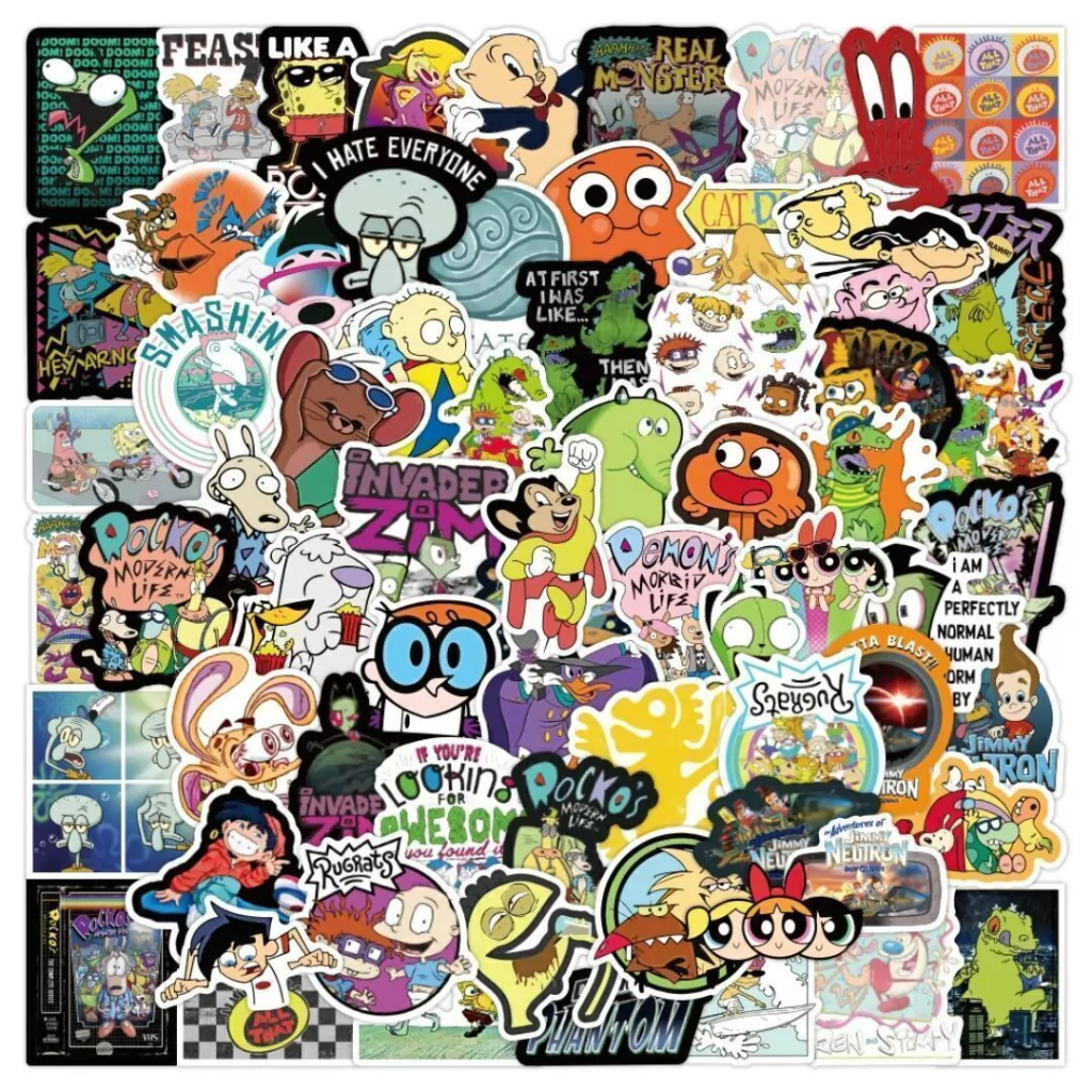 Calcomanías Paquete x100 Pegatinas de Vinilo a prueba de agua 90`S Cartoons