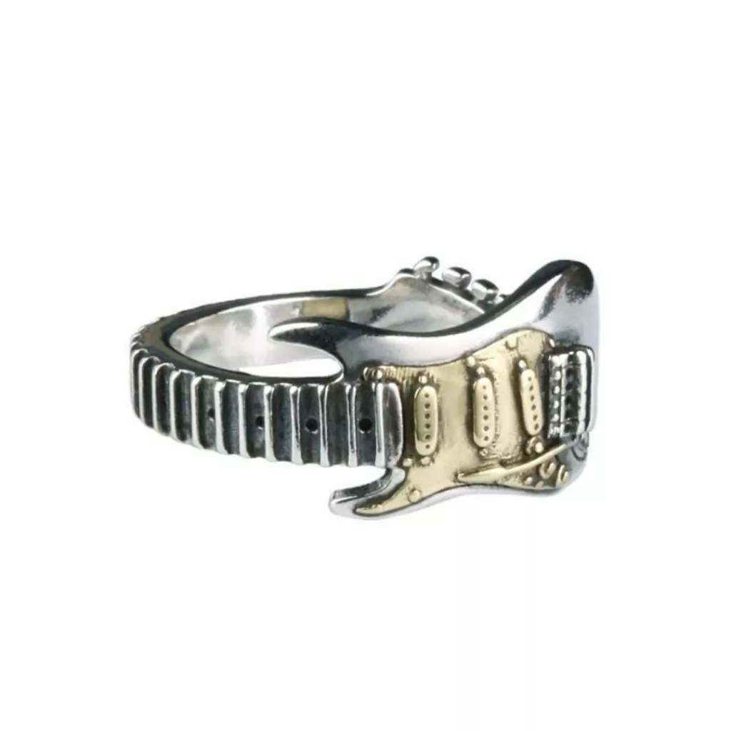 Anillo Ajustable Guitarra plata 925 Guitarrista Musica Rock