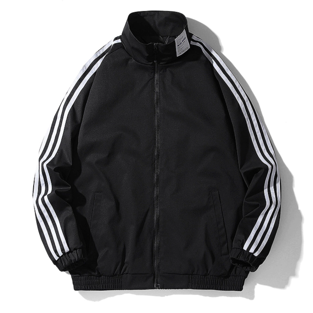Chaqueta Deportiva Hombre 3 Lineas Blanco con Negro