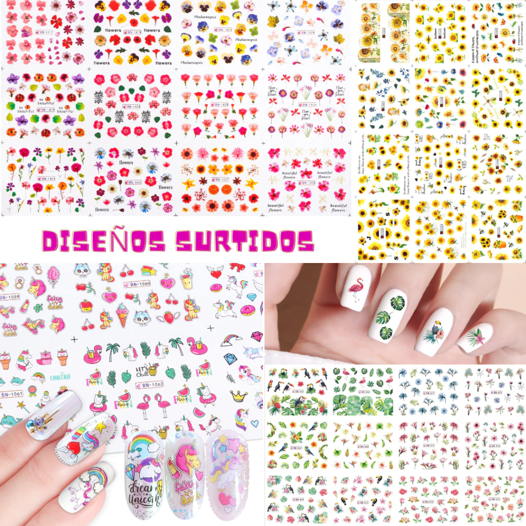 Sticker Uñas Diseños Surtidos Transferencia Agua