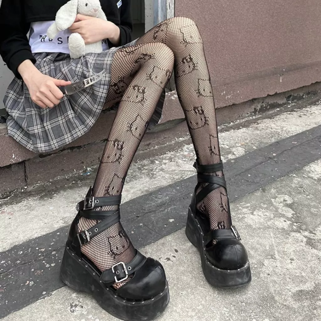 Medias Malla Diseño Hello Kitty