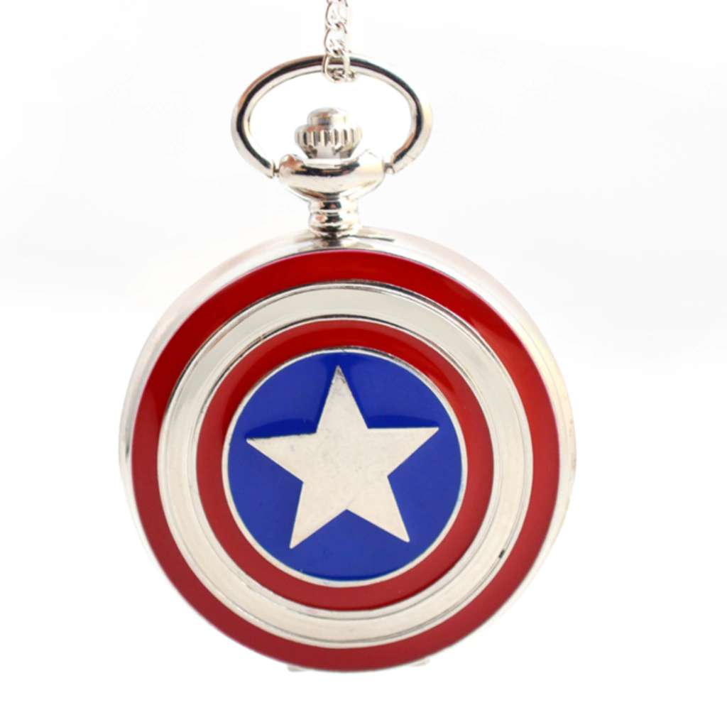 Reloj De Bolsillo Escudo Capitán América Marvel Cadena