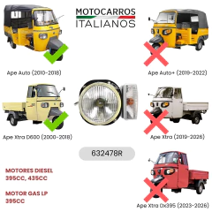 Piaggio Faro y Direccional Completo Izquierdo [632478R] - Motocarros Italianos Piaggio