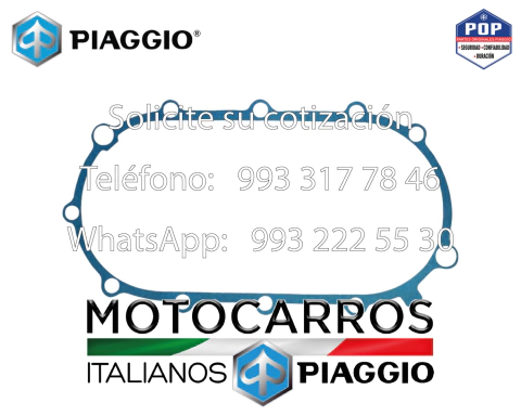 Piaggio Junta Tapa Central Transmision [B001844] (11 tornillos)