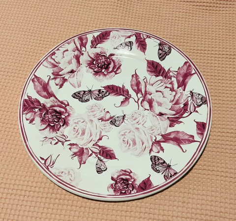 TRAVESSA MEDIA REDONDA ARARA FLOR VERMELHA 32CM - comprar online