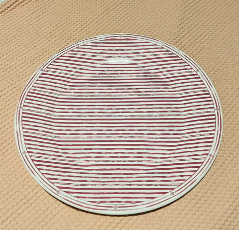 TRAVESSA MEDIA REDONDA ARARA LISTADA VERMELHA 32CM - comprar online