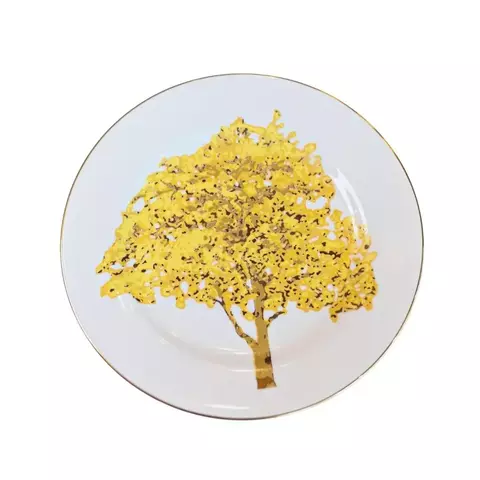 CJ DE 2 PRATOS RASO C/ FILETE OURO YPE AMARELO - comprar online