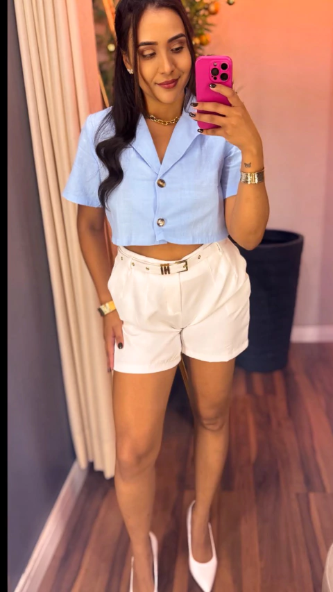 CAMISA EM LINHO MANGA CURTA COM BOTOES_7522 - comprar online