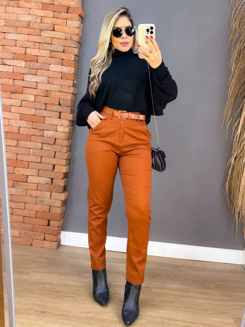 CALÇA EM BRIM LANÇAMENTO COM CINTO_7221 - comprar online