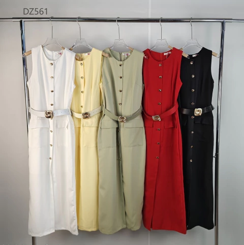 VESTIDO ALFAIATARIA BOTOES COM CINTO_7511 - comprar online