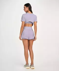 T-shirt Cropped Elástico - Cinza - comprar online
