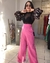Calça Pantalona Elegance Linho Rosa