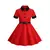 Vestido infantil de época dos anos 60, em tom azul claro, com colarinho branco e cinto.
