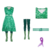 Fantasia Divertidamente 2 Adulto com vestido verde, legging e acessórios, ideal para festas temáticas.