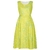 Vestido amarelo claro com estampa geométrica em azul, ideal para fantasias adultas.