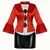 Fantasia Coringa Lady Gaga adulta com blazer vermelho e saia preta, ideal para festas e Halloween.