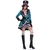Fantasia feminina chapeleira maluca em tons de azul e rosa, com chapéu, vestido curto e botas altas.