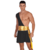 Homem vestindo fantasia de gladiador grego, com uma faixa dourada na cintura e um design de um ombro só.