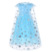 Vestido de festa azul inspirado na Elsa de Frozen, com detalhes em flocos de neve e uma capa delicada.