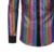 Camisa masculina de manga longa com estampa brilhante em cores vibrantes, inspirada nos anos 70 e 80, ideal para festas de discoteca.