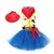 Fantasia da Jessie do Toy Story para crianças, com vestido amarelo e azul, bandana vermelha e chapéu.