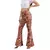 Calça boca de sino hippie anos 70 feminina. Estampa retrô, confortável e estilosa. Ideal para fantasias e looks autênticos