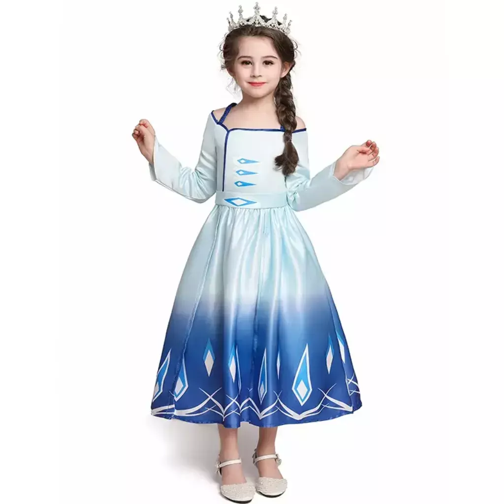 Vestido Elsa Frozen com Acessórios Fantasia Infantil