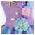 Vestido de sereia infantil em tons de lilás e azul, adornado com flores e estrelas do mar, acompanhado de tiara e varinha mágica.