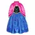 Fantasia infantil do vestido da Anna do filme Frozen com capa rosa e saia azul com detalhes florais
