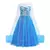 Fantasia infantil da Elsa do Frozen azul com vestido longo, capa, tiara, cetro, brincos, anel e luvas