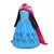 Fantasia infantil da personagem Anna de Frozen com vestido azul, detalhes florais e capa rosa