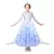 Vestido Frozen Infantil com luzes de LED, em tons de azul, com mangas longas e detalhes em prata.