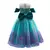 Vestido infantil da Pequena Sereia, com detalhes em azul e roxo, e concha na parte superior.
