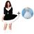 Roupa de Papai Noel feminina adulta com saia branca, destacando o vestido verde com detalhes em branco e cinto preto.