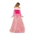 Fantasia Bela Adormecida feminina vista de costas, com vestido rosa e detalhes em branco.