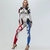 Macacão feminino de cosplay da Arlequina, com design colorido e detalhes icônicos, ideal para fantasias adultas.
