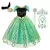 Vestido infantil fantasia Elsa Anna Frozen verde com detalhes bordados, acompanhado de acessórios como tiara, cetro, colar, pulseira e brincos